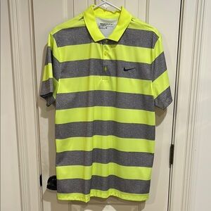 Nike Gray and Yellow Polo Shirt with Stripes